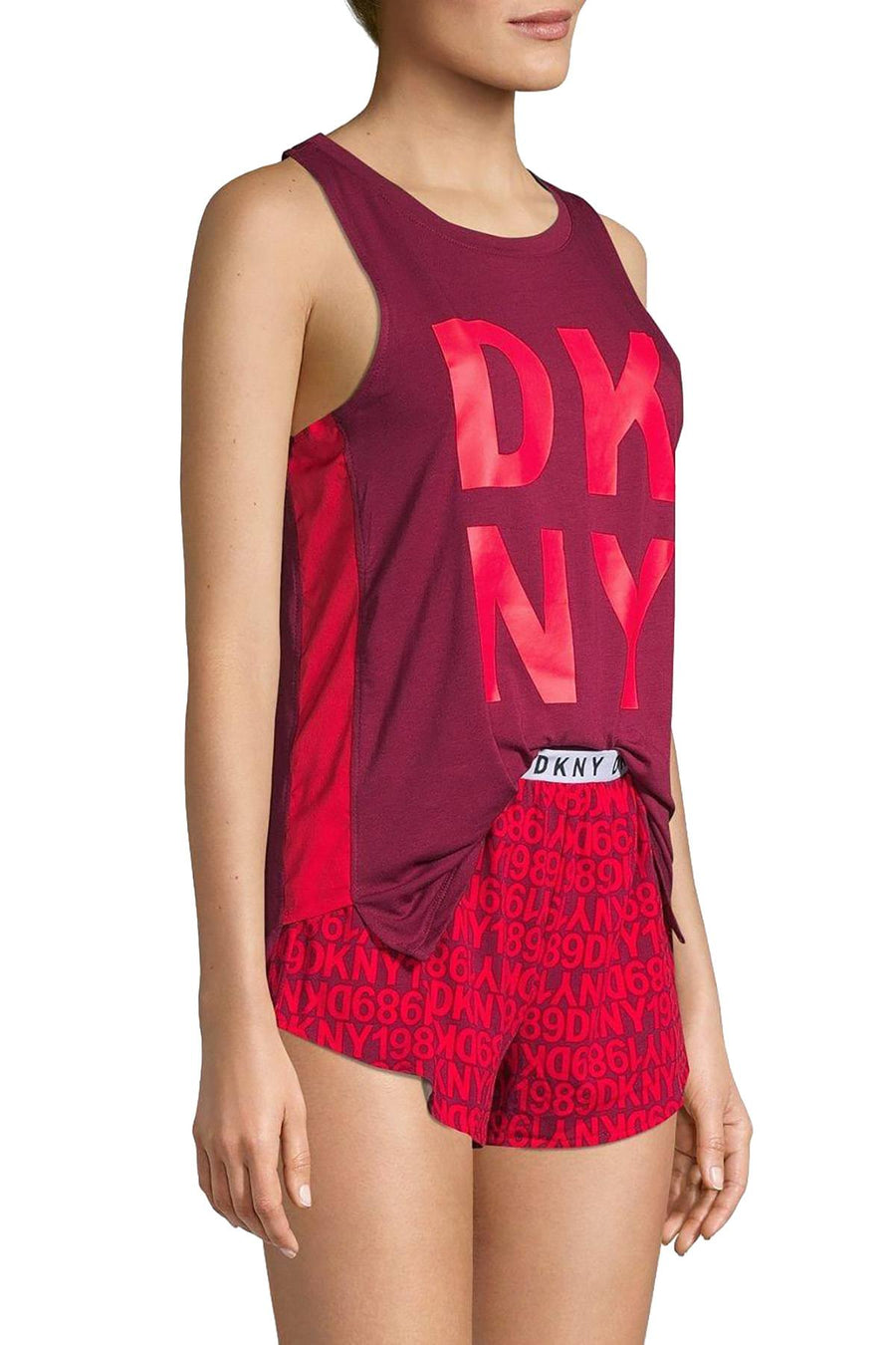DKNY Red Logo Print Tank / Boxer Short Pajama Set