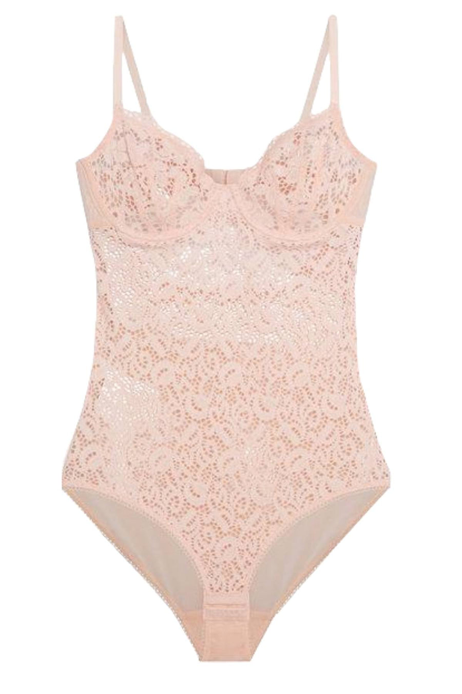 DKNY Rose-Water Classic-Lace Sheer Bodysuit