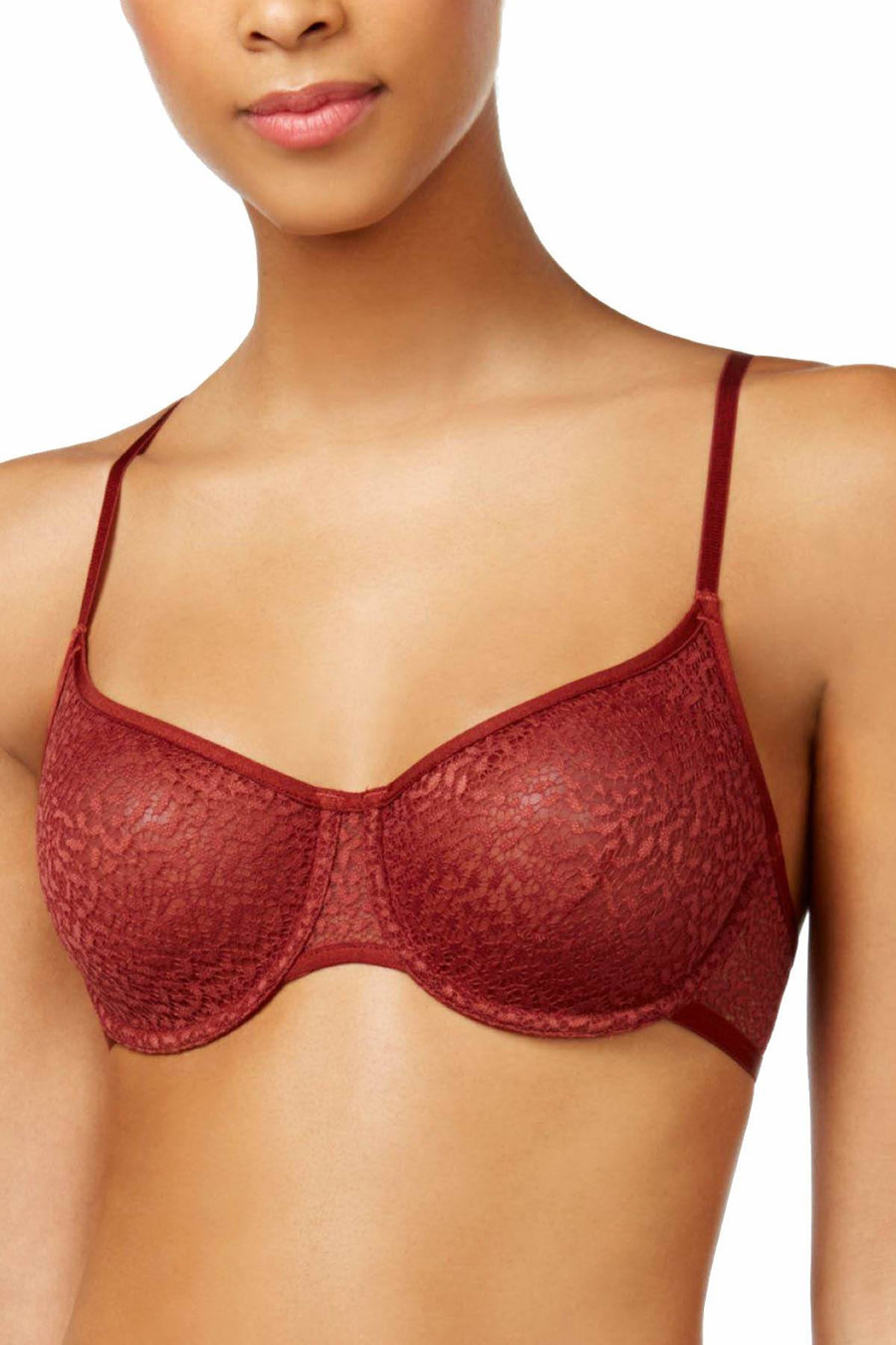 DKNY Rust Modern Lace Sheer Underwire Demi Bra