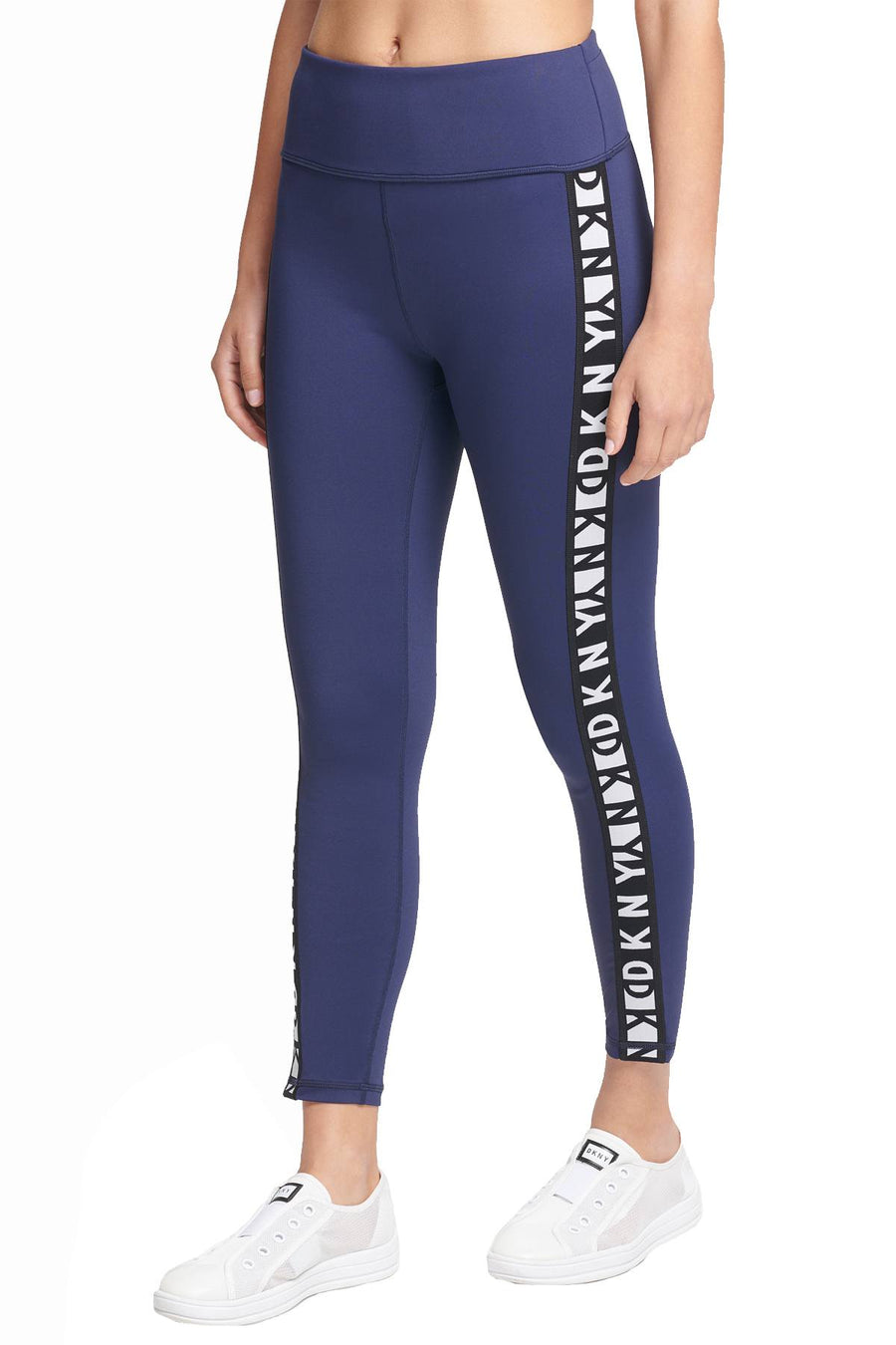 DKNY Sport Peacoat-Blue Logo High-Waist Ankle Legging