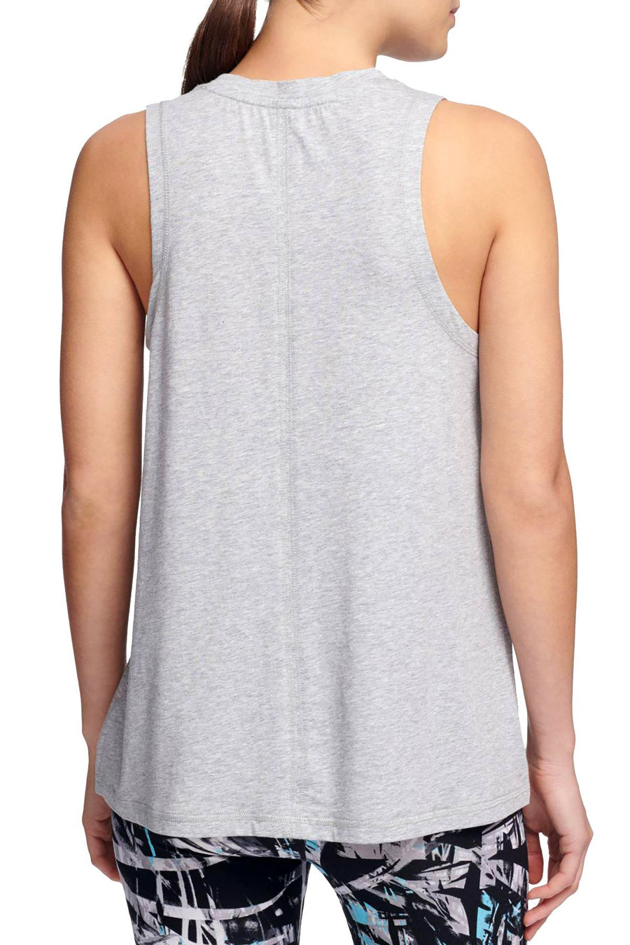 DKNY Sport Pearl Grey Heather/White Modal Logo Tank Top