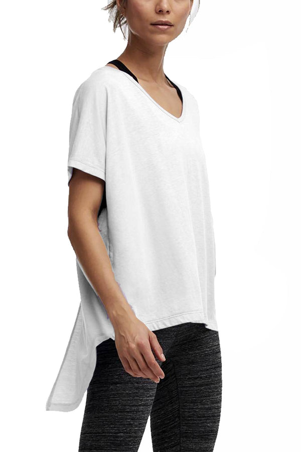 DKNY Sport White Tie-Back V-Neck Tee