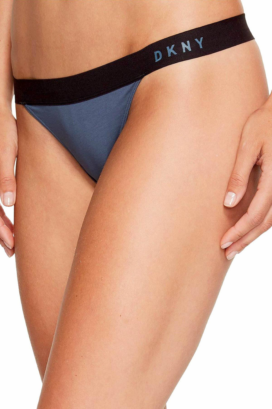 DKNY Steel-Blue/Black Logo Thong