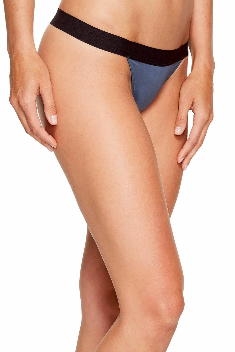 DKNY Steel-Blue/Black Logo Thong