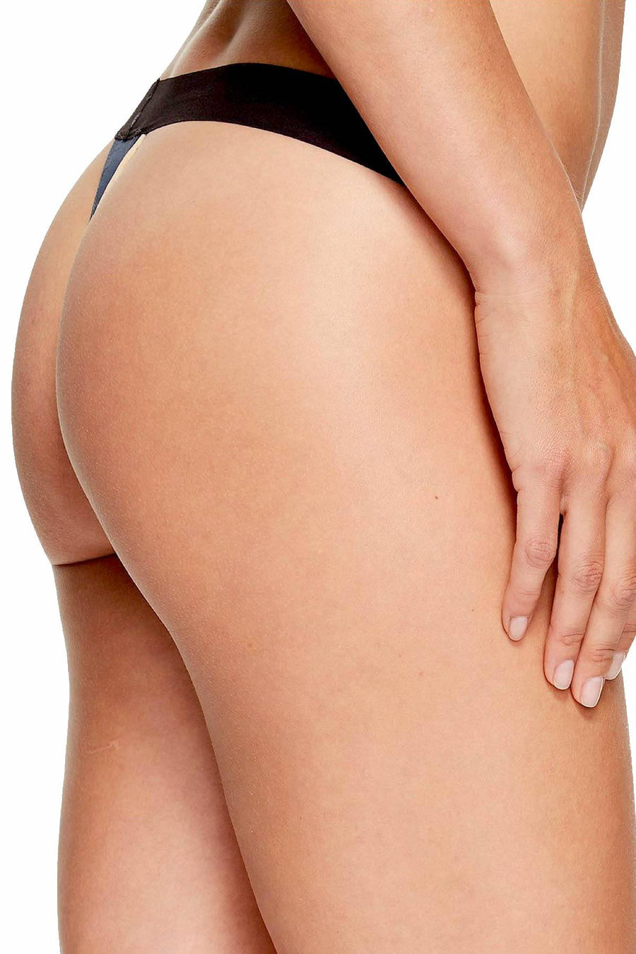 DKNY Steel-Blue/Black Logo Thong