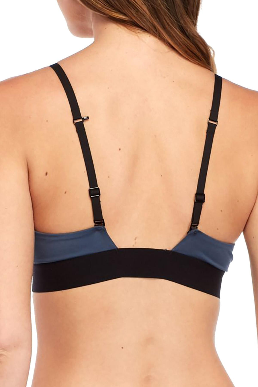 DKNY Steel Blue and Black Convertible Classic Cotton Bralette