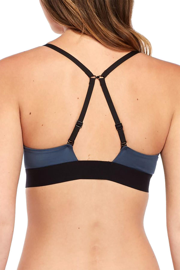 DKNY Steel Blue and Black Convertible Classic Cotton Bralette