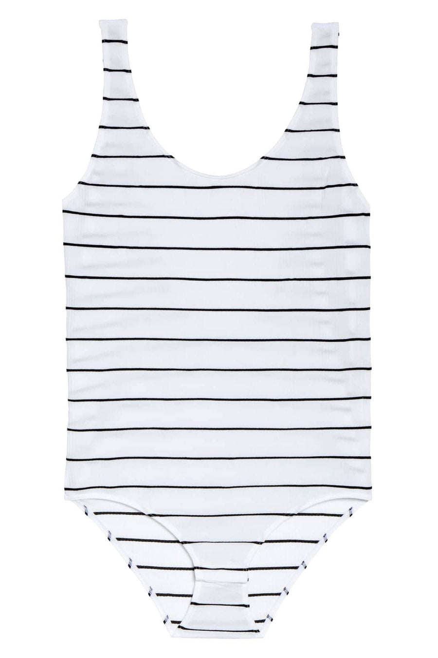 DKNY White/Black Stripe Seamless Litewear Scoopback Bodysuit