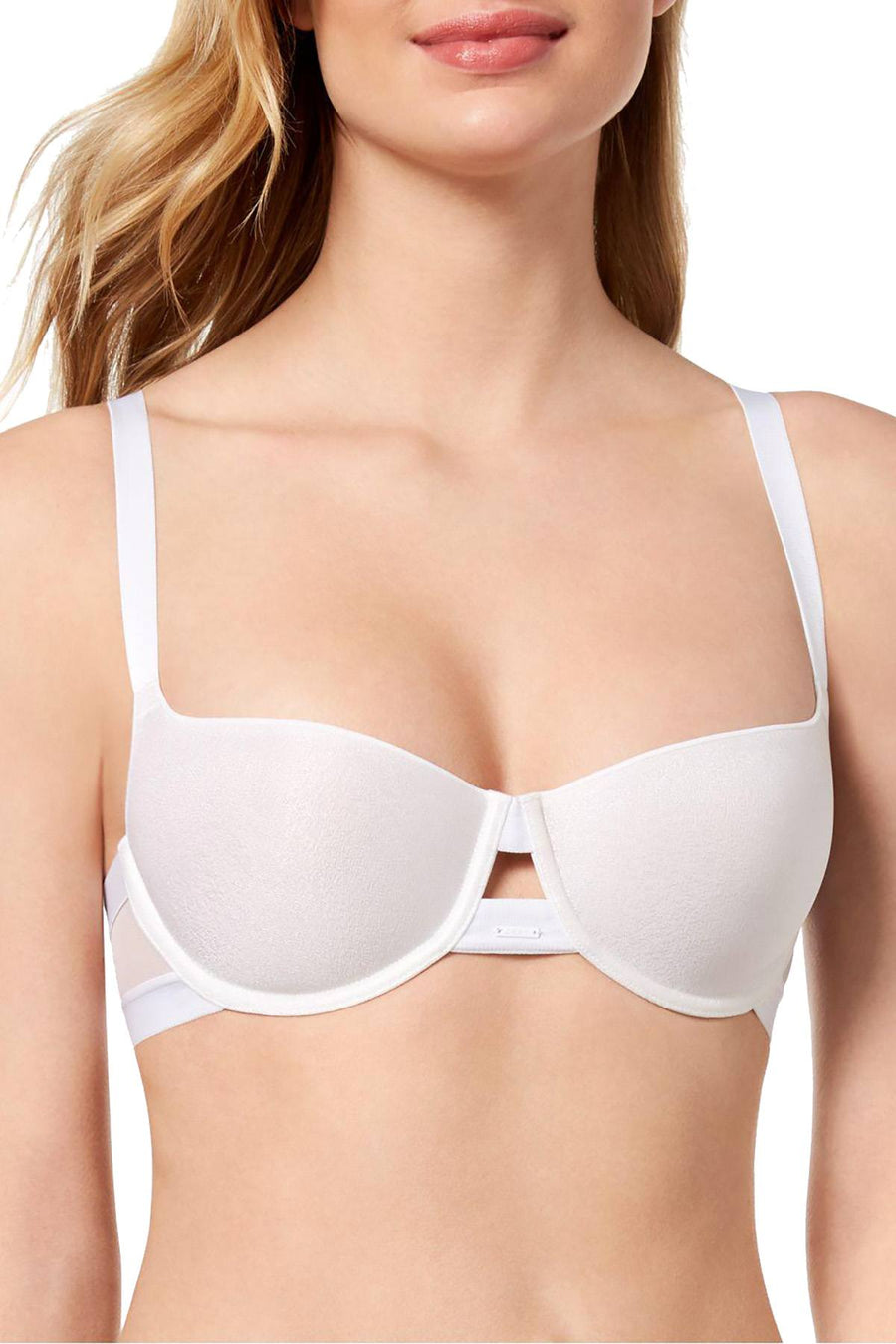 DKNY White Mesh Panel Cutout Sheers T-Shirt Bra