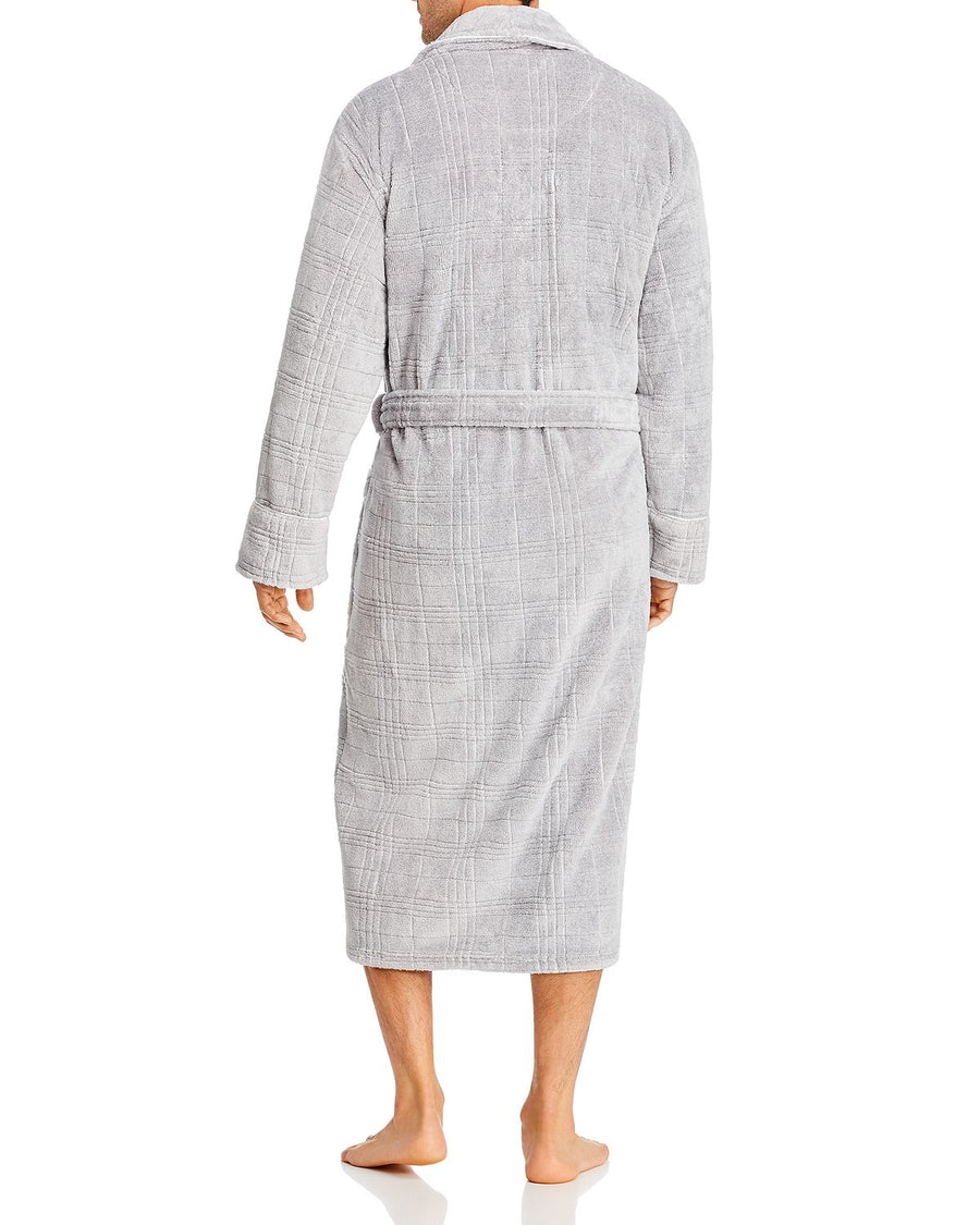 Daniel Buchler Plaid Jacquard Lounge Robe Gray