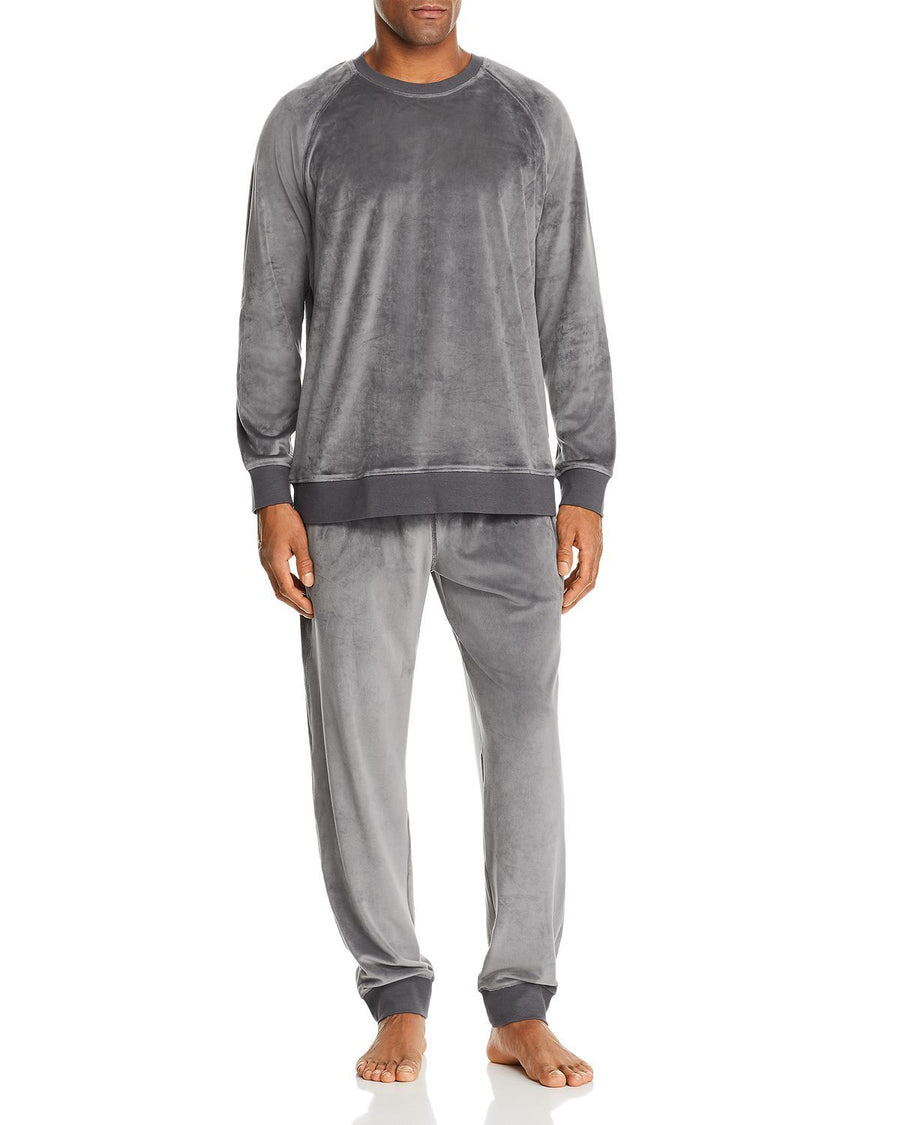 Daniel Buchler Velour Lounge Jogger Pants Gray