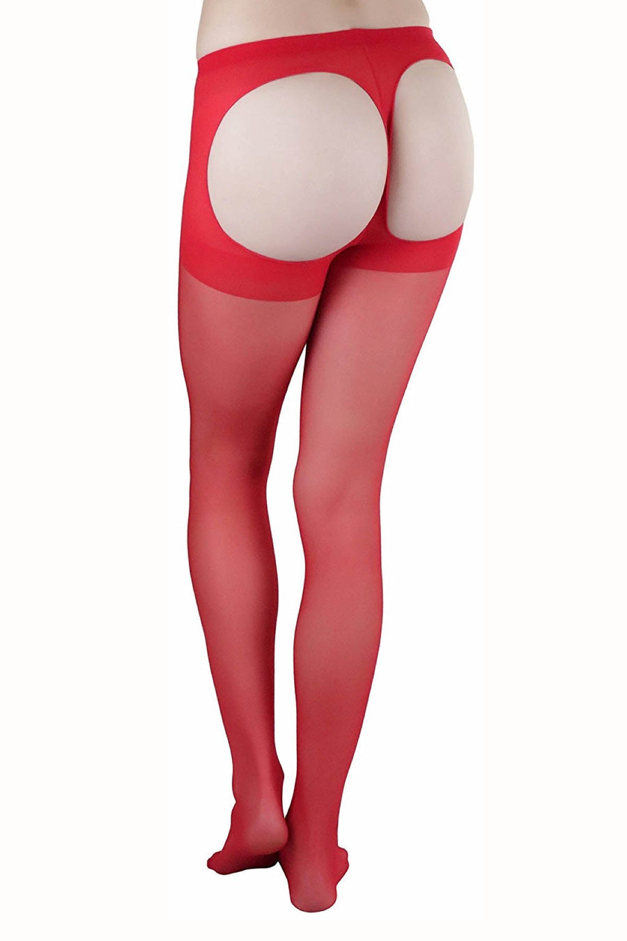 Desire Hosiery Red Sheer Control-Top Thong Pantyhose