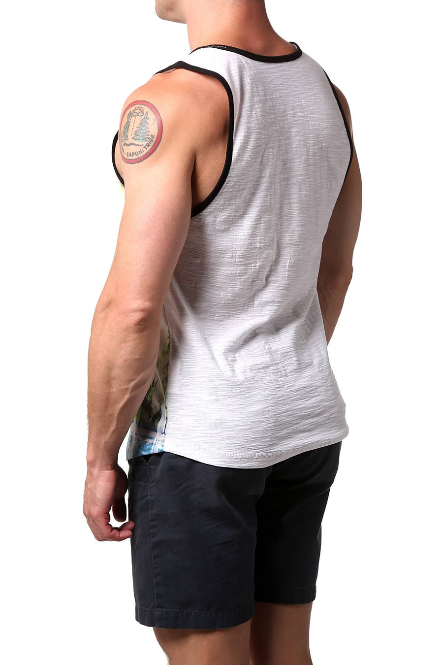 Distortion White/Green Sublimated Palm Scene Tank Top