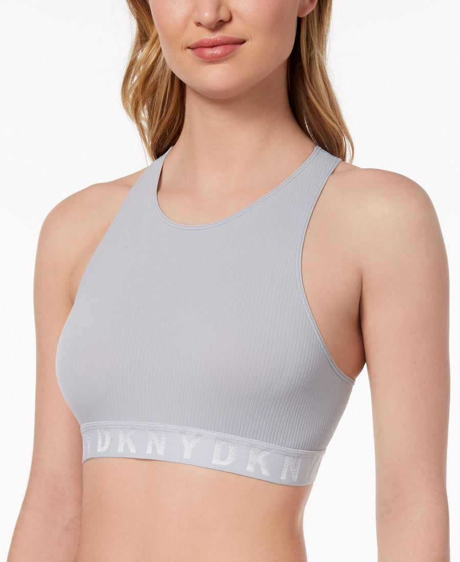 Dkny Litewear Seamless Ribbed Crop Top Bralette Dk4023 Grey