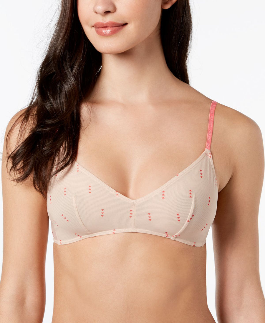Dkny Logo Mesh Wire-free Bralette Dk4512 Cameo Rose