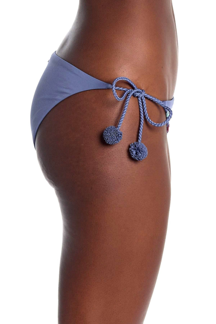 Dolce Vita Pigeon Blue Embroidered Kokomo Side-tie Cheeky Bikini Bottom