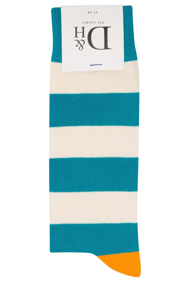 Drake & Hutch Aqua/White Candy Stripe Unisex Crew Sock