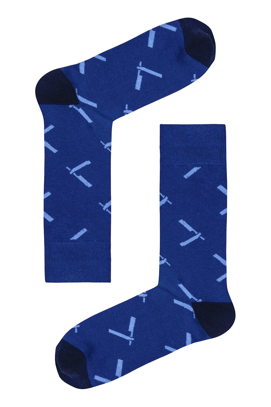Drake & Hutch Blue 'Close Shave' Crew Socks
