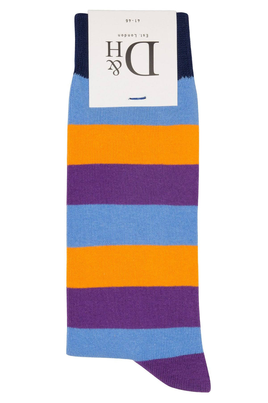 Drake & Hutch Blue/Orange/Purple Multi Stripe Crew Socks