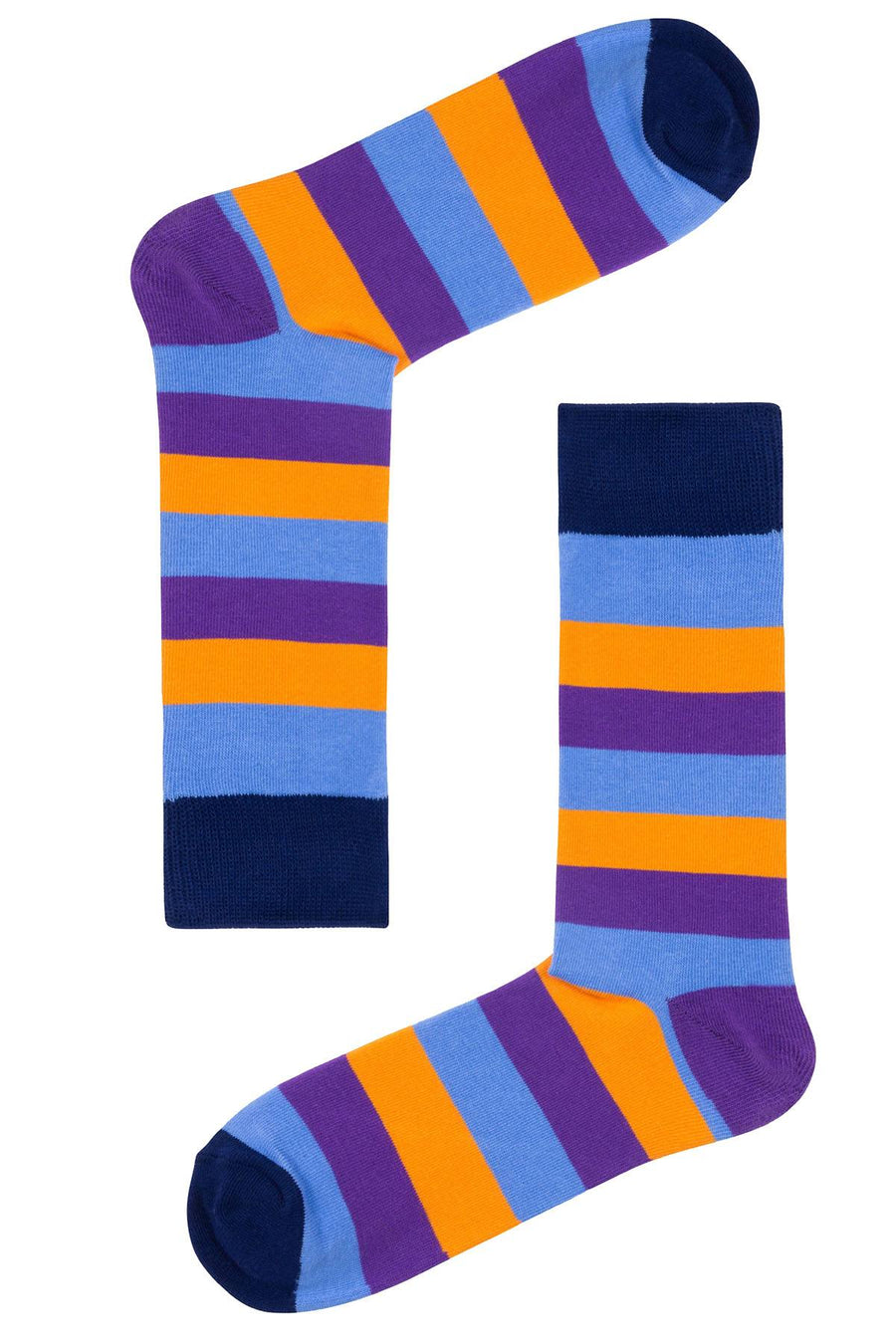 Drake & Hutch Blue/Orange/Purple Multi Stripe Unisex Crew Socks