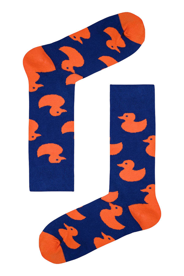 Drake & Hutch Blue/Orange 'Rubber Duckie' Crew Socks