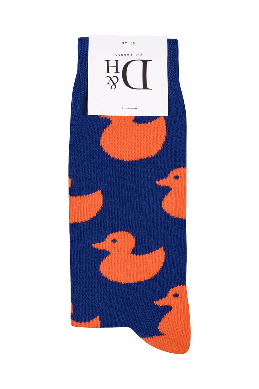 Drake & Hutch Blue/Orange 'Rubber Duckie' Unisex Crew Socks