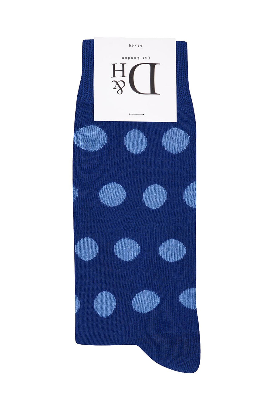 Drake & Hutch Blue/Sky Polka Unisex Crew Socks