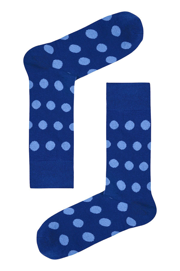 Drake & Hutch Blue/Sky Polka Unisex Crew Socks
