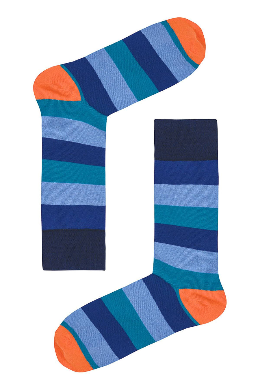 Drake & Hutch Blue/Teal/Orange Multi-Stripe Unisex Crew Socks