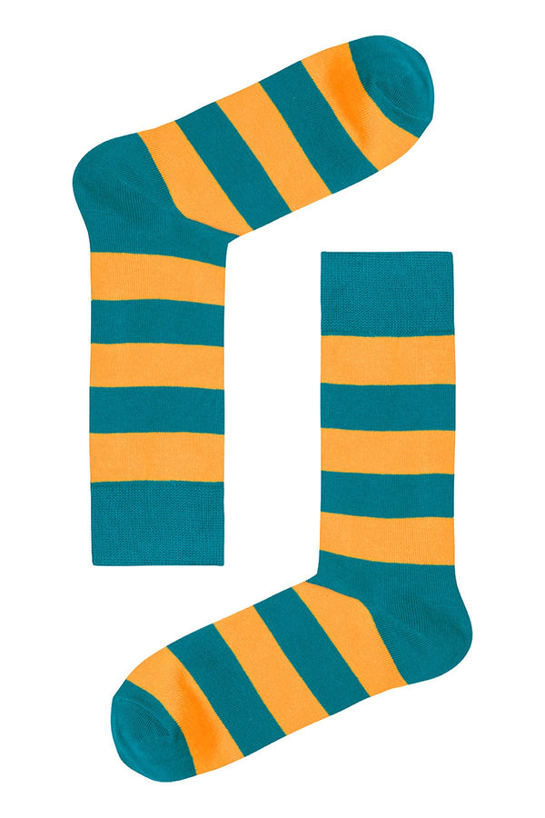 Drake & Hutch Orange/Aqua Candy Stripe Crew Sock