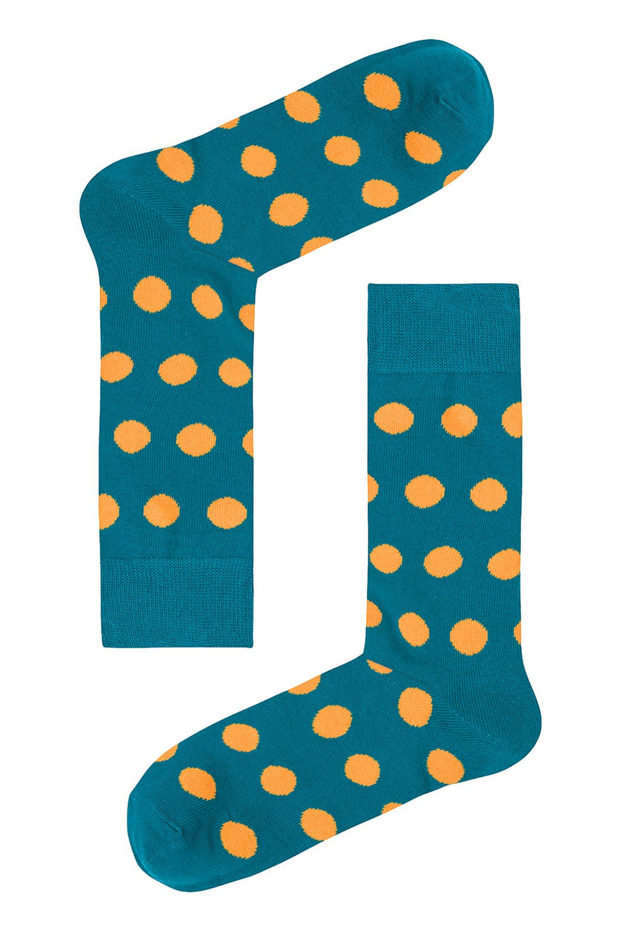Drake & Hutch Orange/Aqua Polka Crew Socks