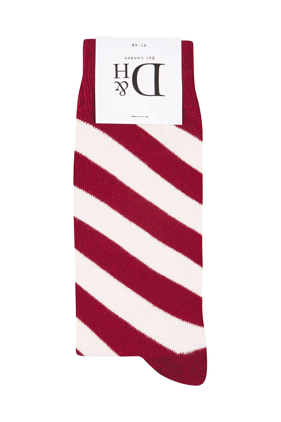 Drake & Hutch Red 'Barber Stripe' Crew Socks