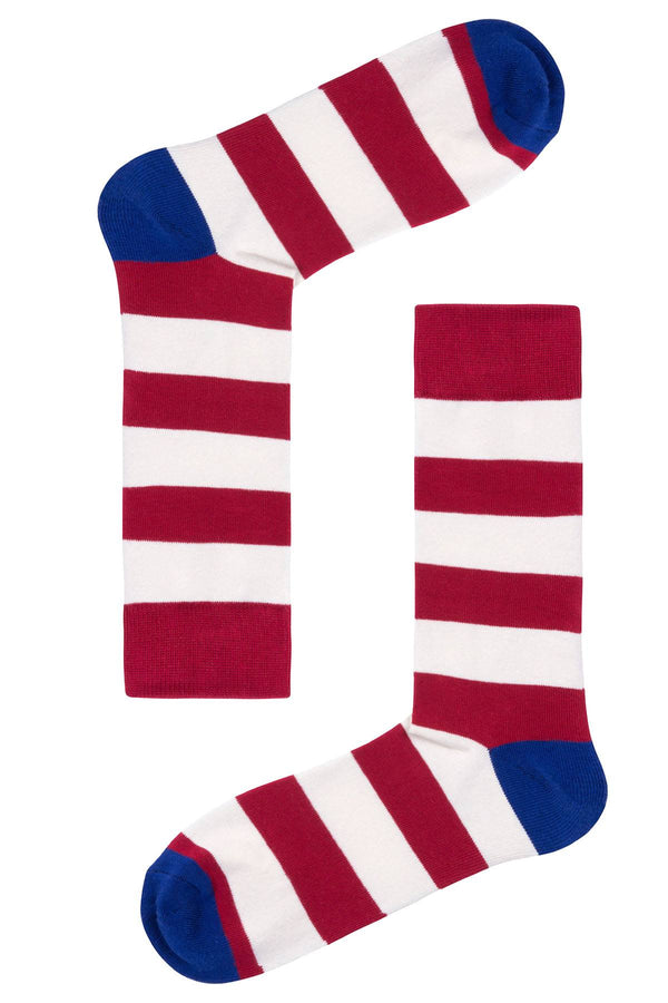 Drake & Hutch Red/White Candy Stripe Unisex Crew Socks