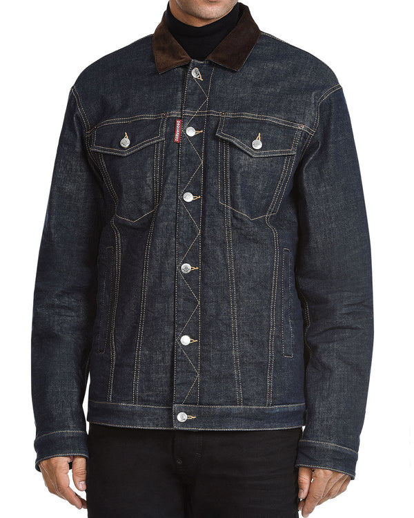 Dsquared2 Sherpa Lined Denim Jacket Blue