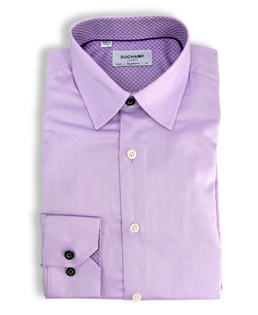 Duchamp London Solid Textured Dress Shirt Lavender