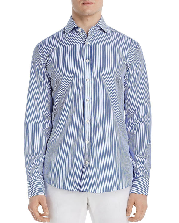 Dylan Gray Bengal Striped Classic Fit Shirt White Blue