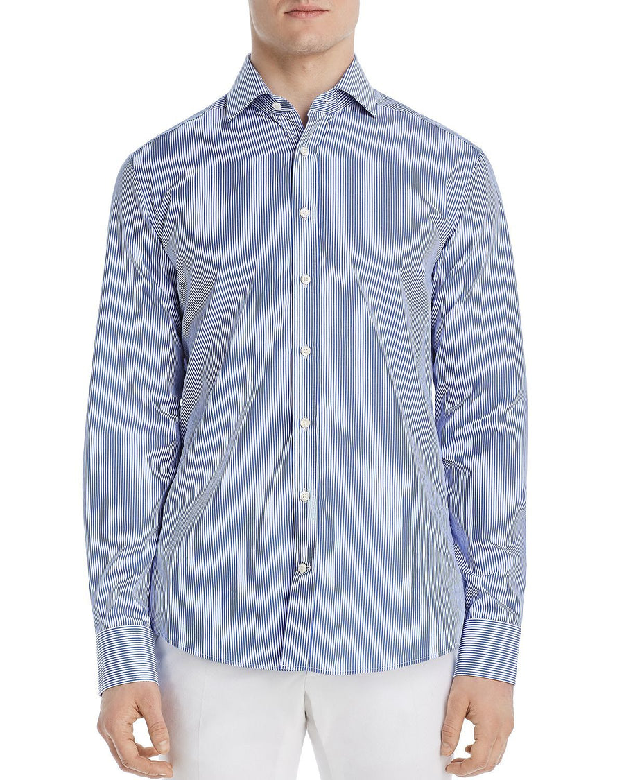 Dylan Gray Bengal Striped Classic Fit Shirt White Blue