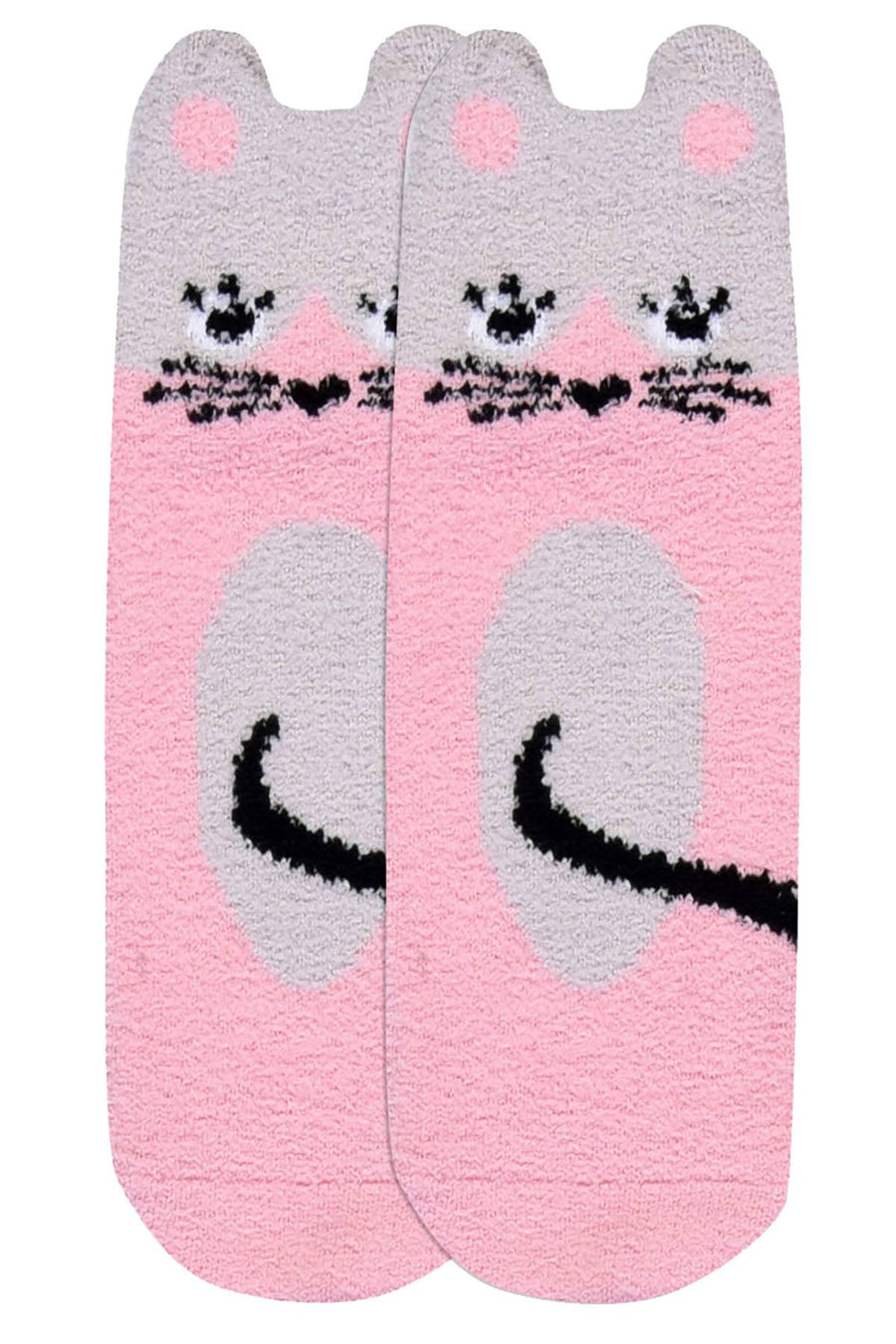 ET TU Bear/Mouse/Cat 3-Pack Cozy Picot Ankle Slipper Socks