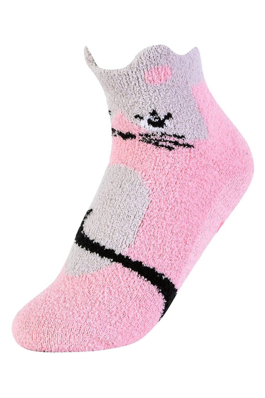 ET TU Bear/Mouse/Cat 3-Pack Cozy Picot Ankle Slipper Socks