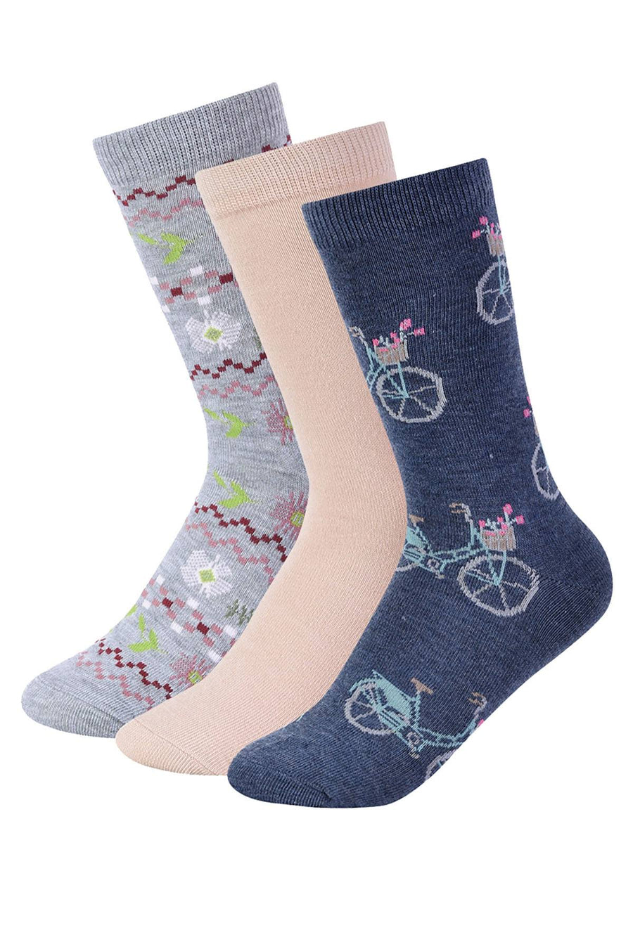 ET TU Bicycle/Aztec Print Crew Sock 3-Pack
