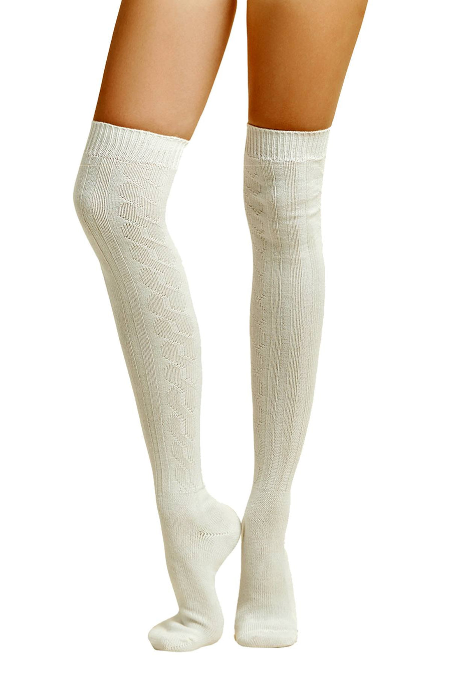 ET TU Egret Cable Over The Knee Socks