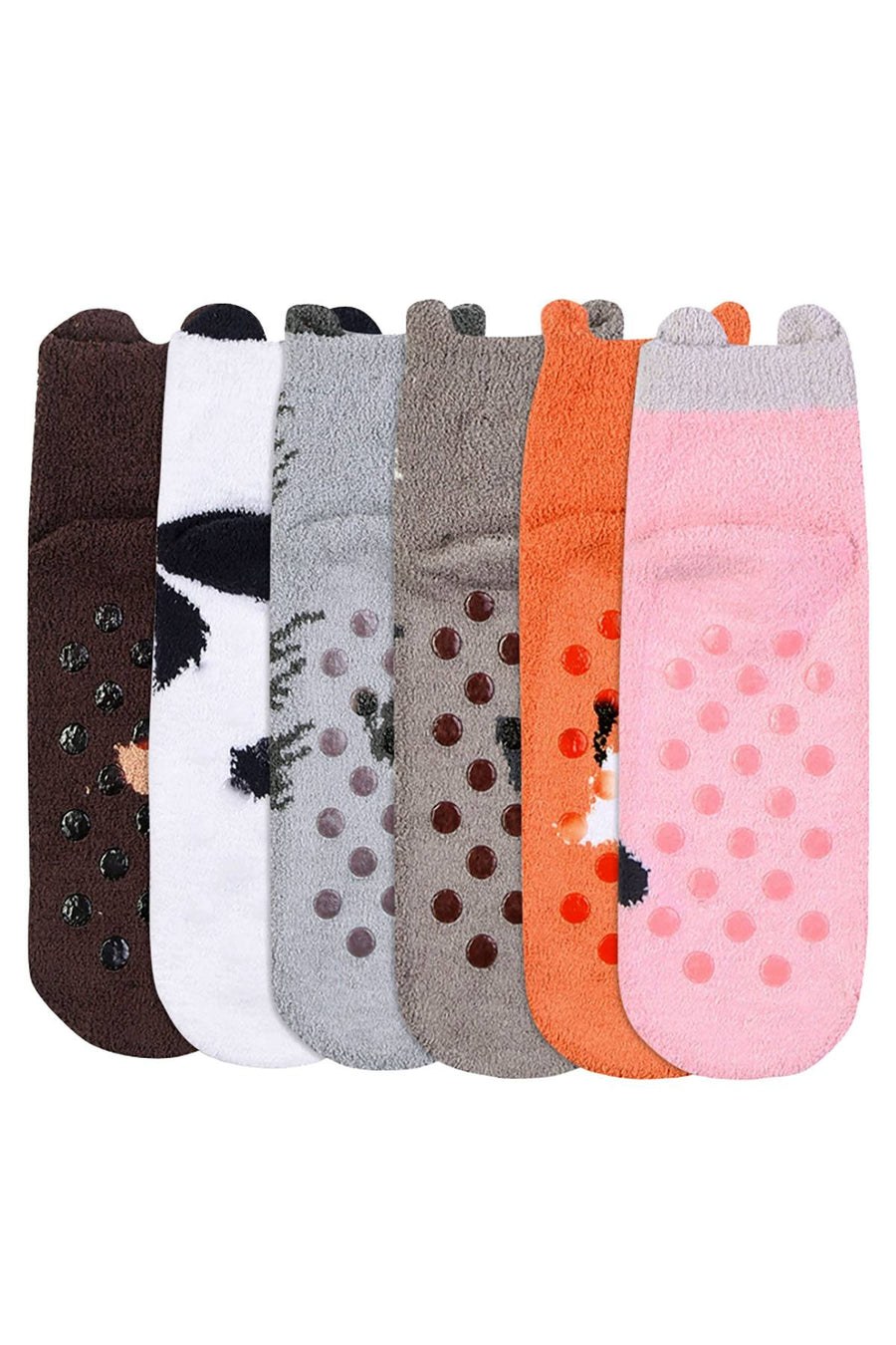 ET TU Fox/Panda/Kitty 3-Pack Cozy Picot Ankle Slipper Socks