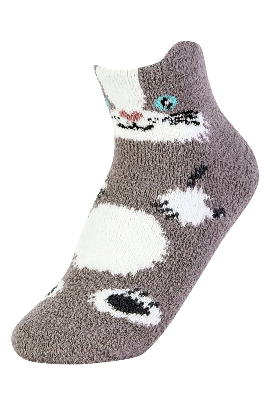 ET TU Fox/Panda/Kitty 3-Pack Cozy Picot Ankle Slipper Socks