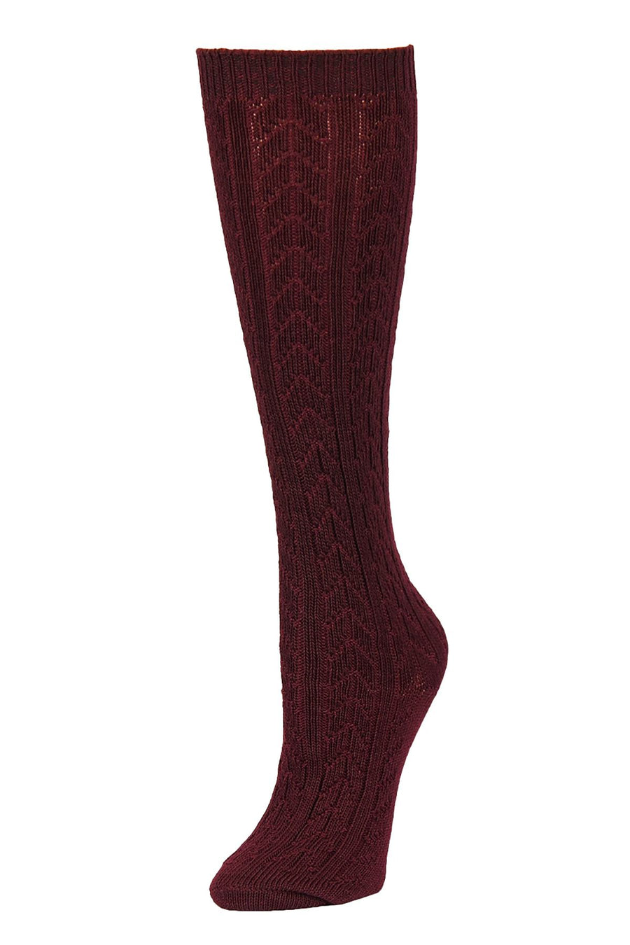 ET TU Wine Chevron Textured Knee High Socks