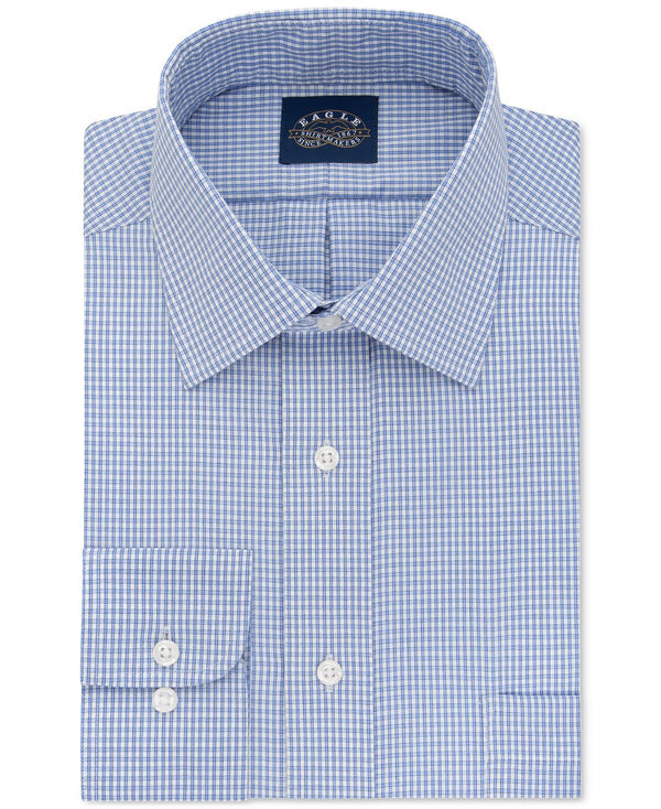 Eagle Big And Tall Non-iron Stretch Collar Blue Check Dress Shirt Blue