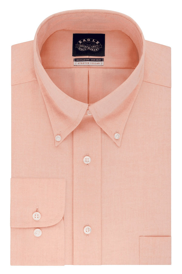 Eagle Orange Non-Iron Stretch-Collar Regular-Fit Solid Dress Shirt