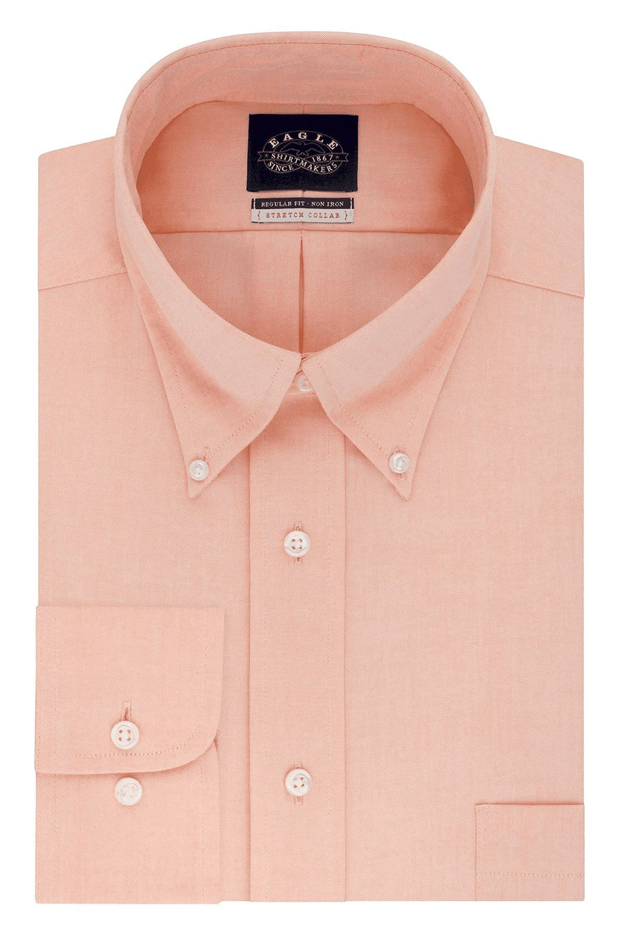 Eagle Orange Non-Iron Stretch-Collar Regular-Fit Solid Dress Shirt