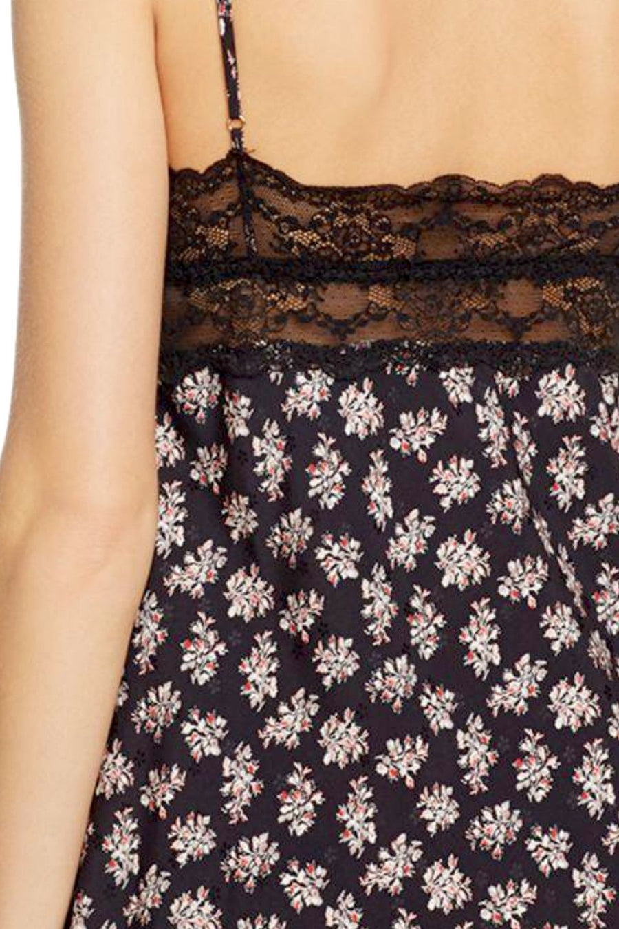 Eberjey x Rebecca Taylor Black/Floral Lou Silk Chemise