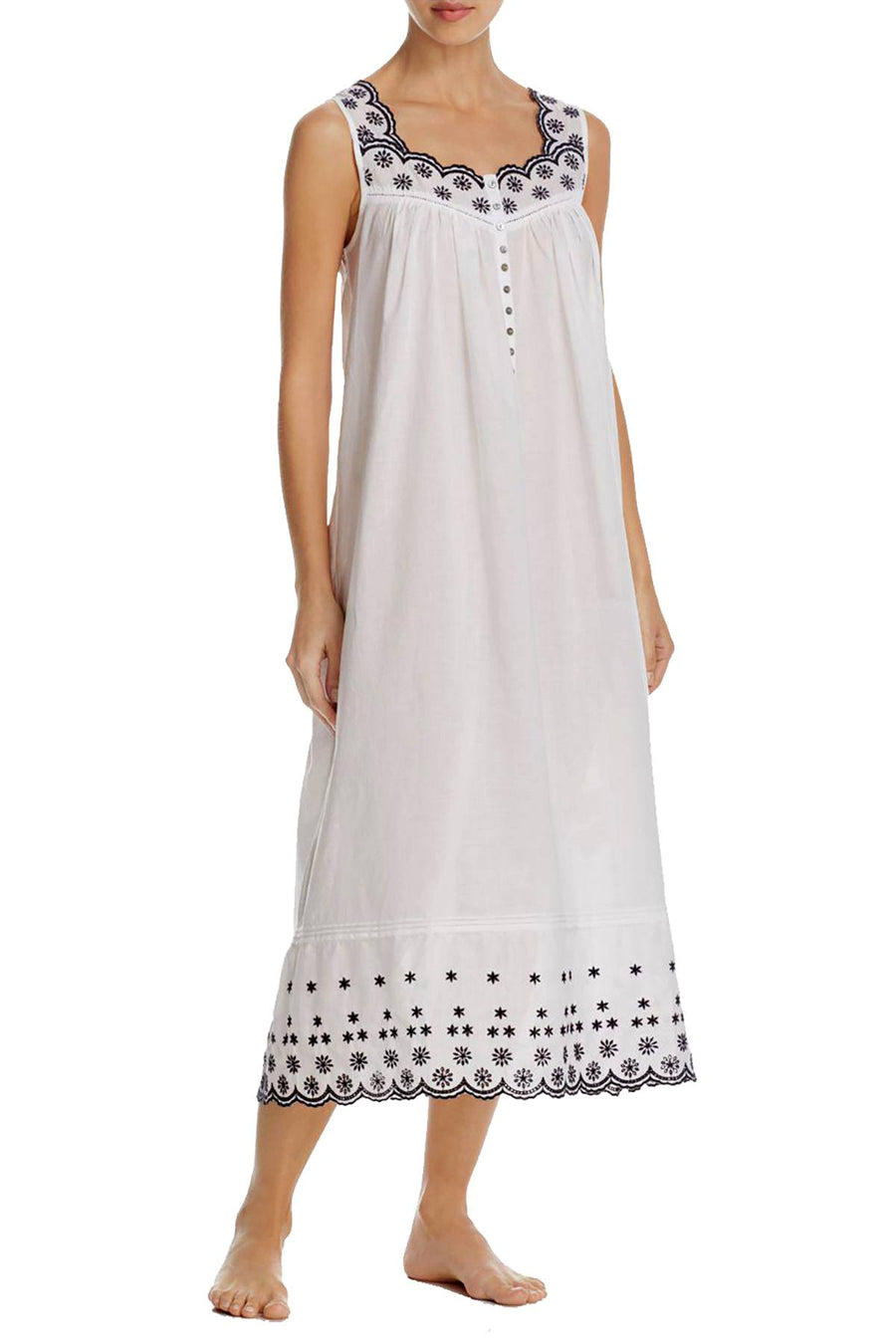 Eileen West White/Black Ballet Sleeveless Nightgown