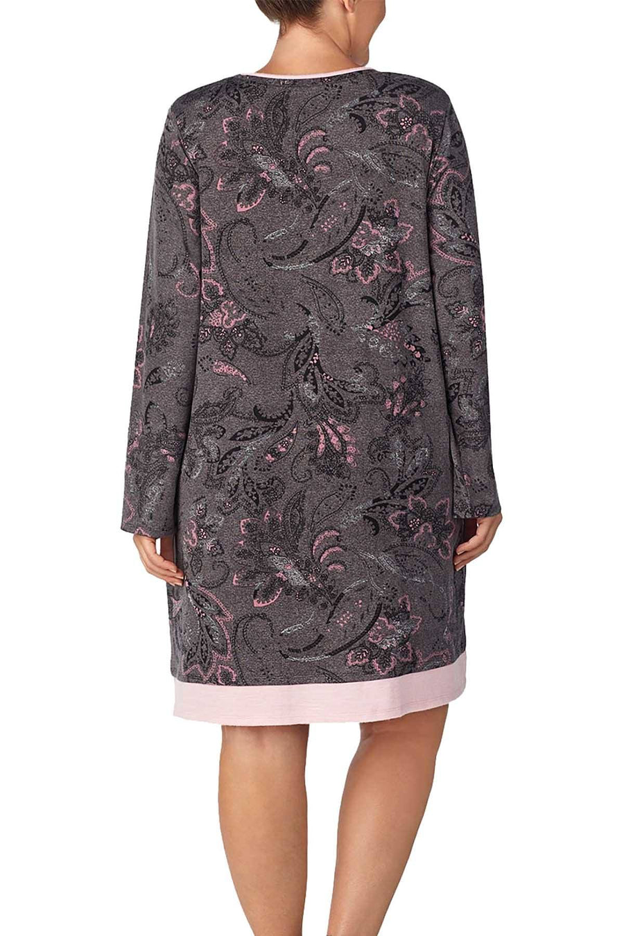 Ellen Tracy PLUS Charcoal/Pink UltraSoft Printed Sleepshirt